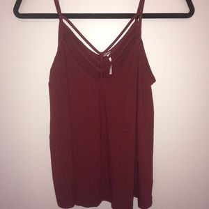 Burgundy Caged Tank Top